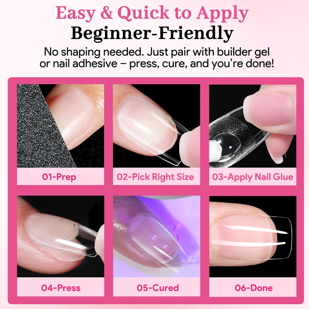 QIEK Short Square Tips easy to apply for home or salon use