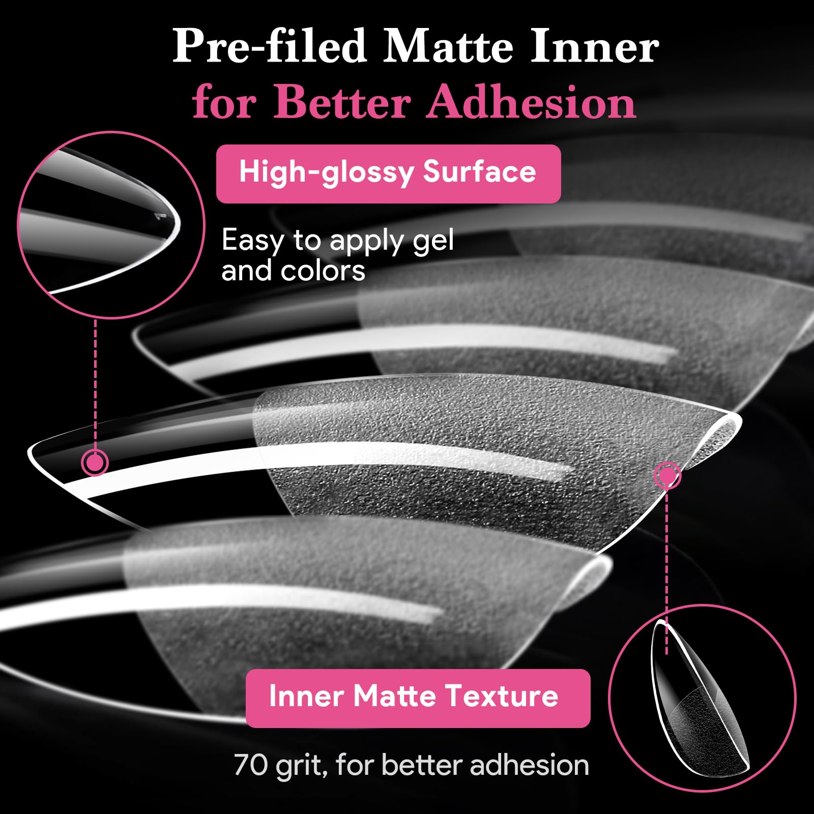 QIEK Soft almond tips bend-proof design supports comfortable wear.