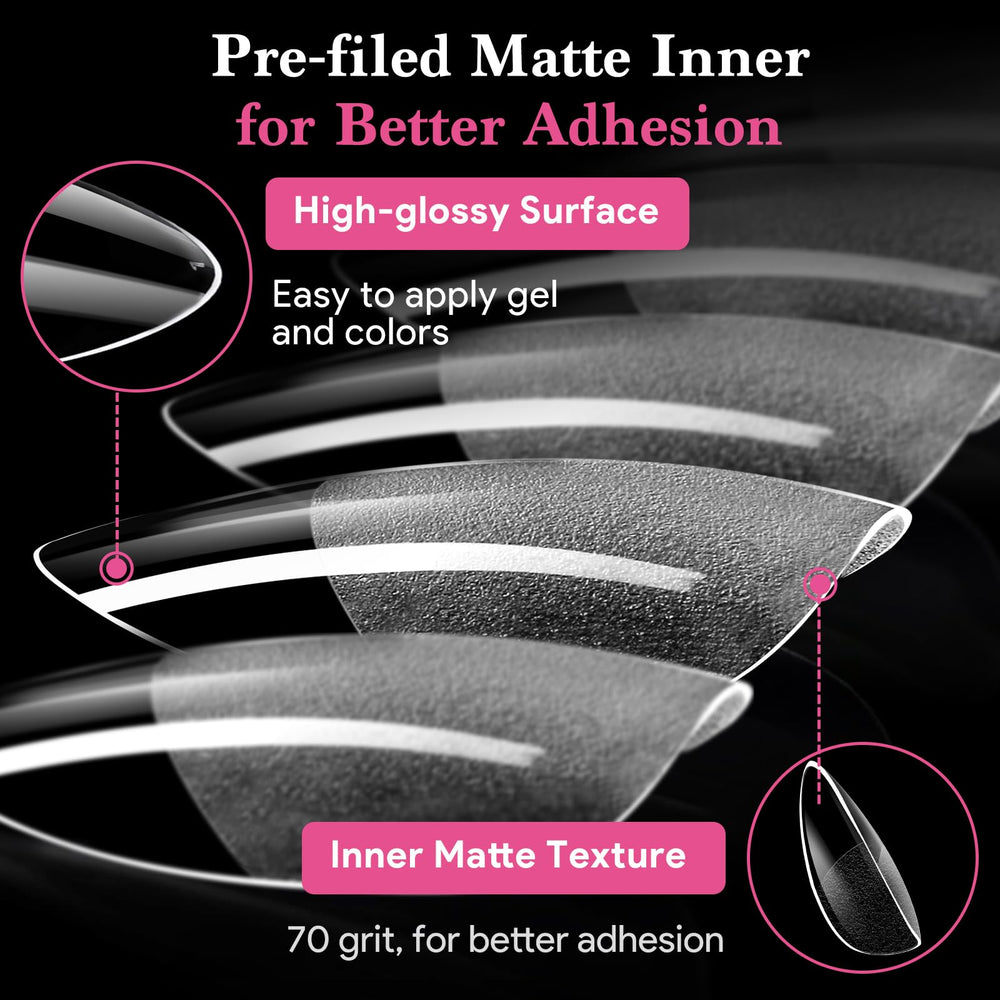 QIEK Soft almond tips bend-proof design supports comfortable wear.