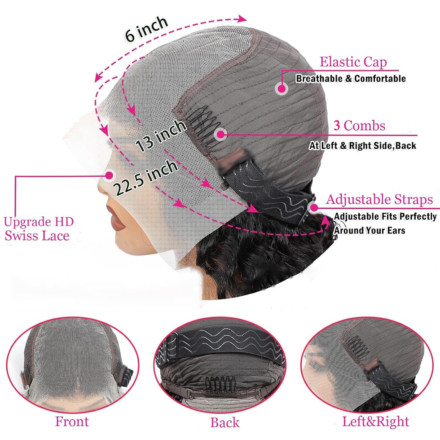 Qiikota deep wave wig baby hair detail for natural edges.