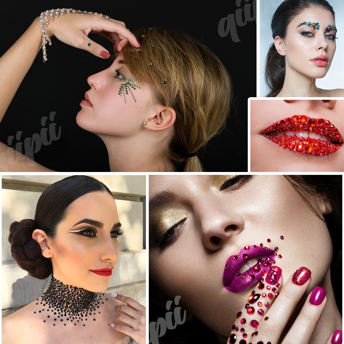 qiipii 28-types 6mm-rhinestones large flatbacks ideal for statement pieces and crafts.