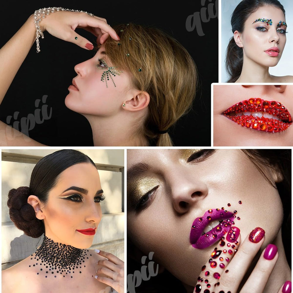 qiipii 28-types 6mm-rhinestones large flatbacks ideal for statement pieces and crafts.
