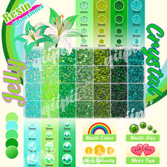 qiipii green jelly rhinestones with B7000 glue included for easy gem application.