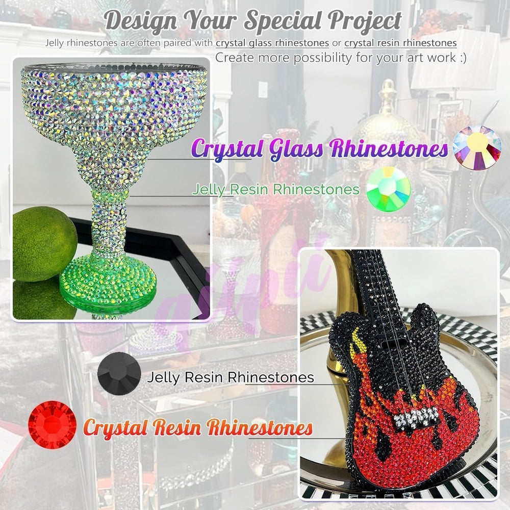 Qiipii rhinestones for nail art and makeup accents in close-up view.