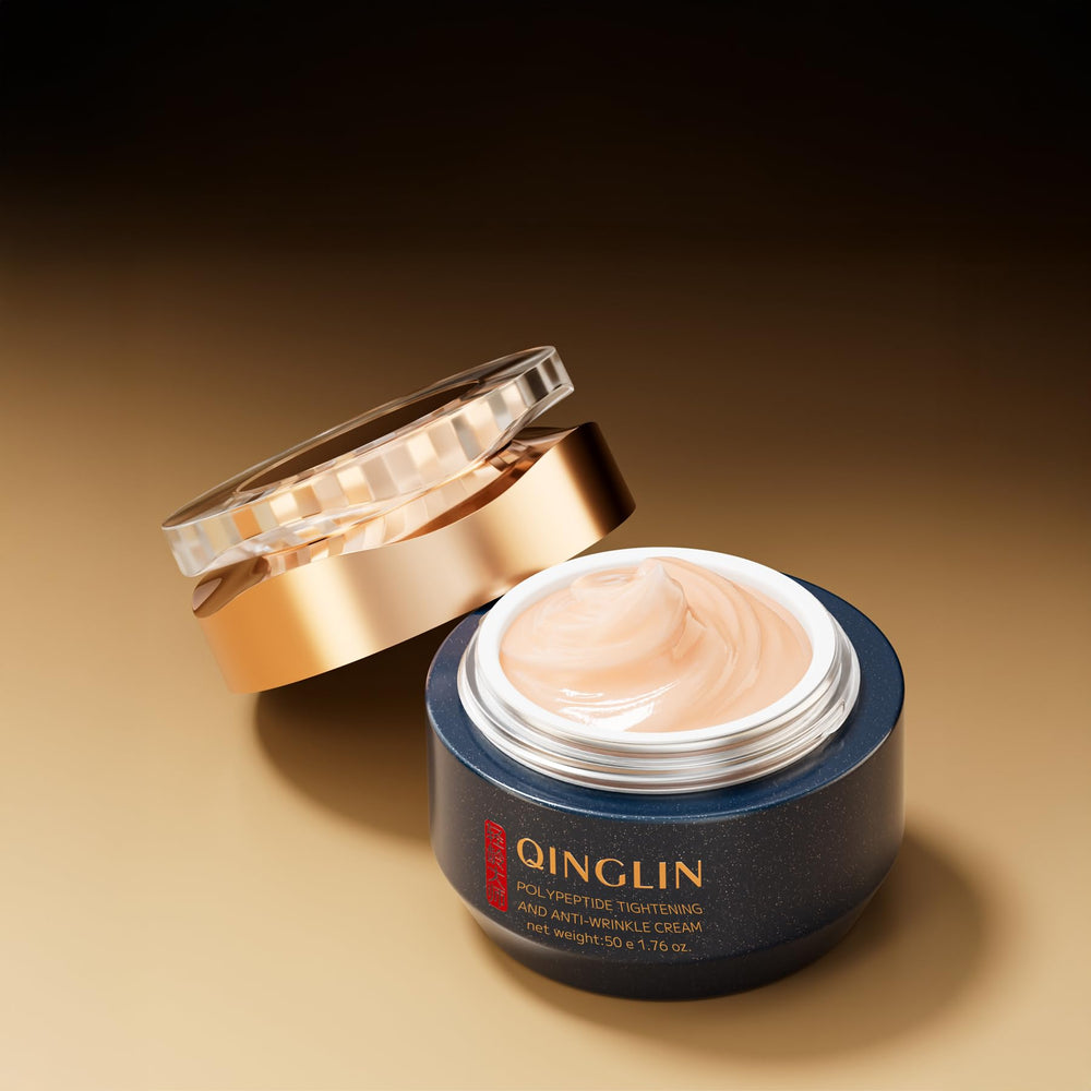 QINGLIN polypeptide tightening cream packaging display emphasizing premium spa-grade care
