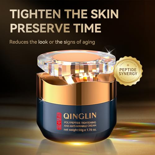 QINGLIN polypeptide tightening cream texture close-up, emphasizing fast absorption for day and night use