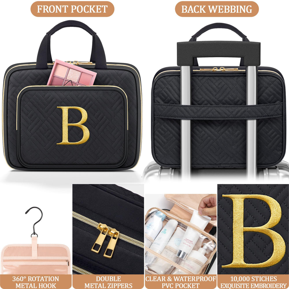 Qinline initial makeup bag folded compact for travel
