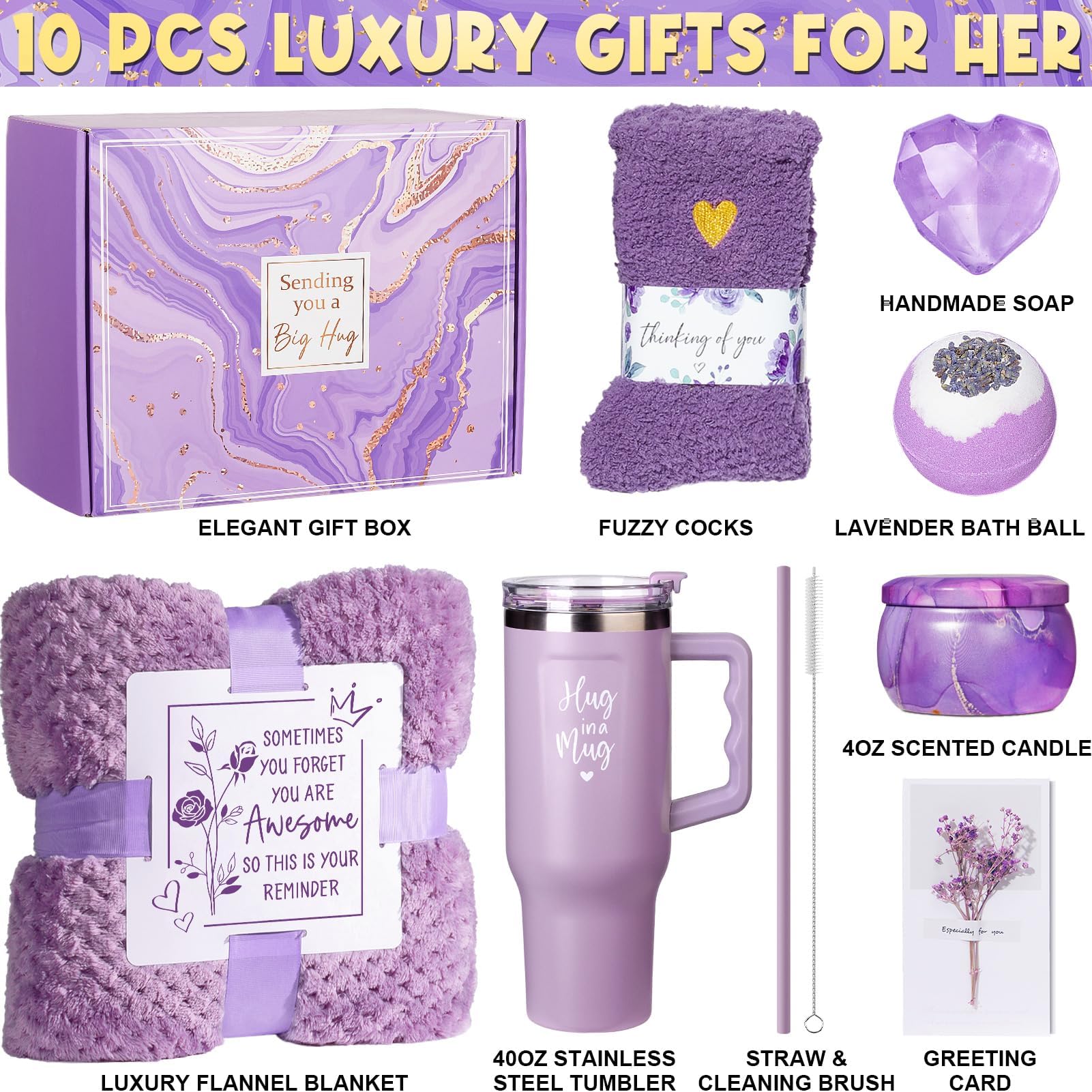 Qinline lavender spa gift basket captures relaxing aroma for self-care moments.