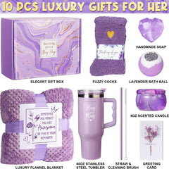 Qinline lavender spa gift basket captures relaxing aroma for self-care moments.