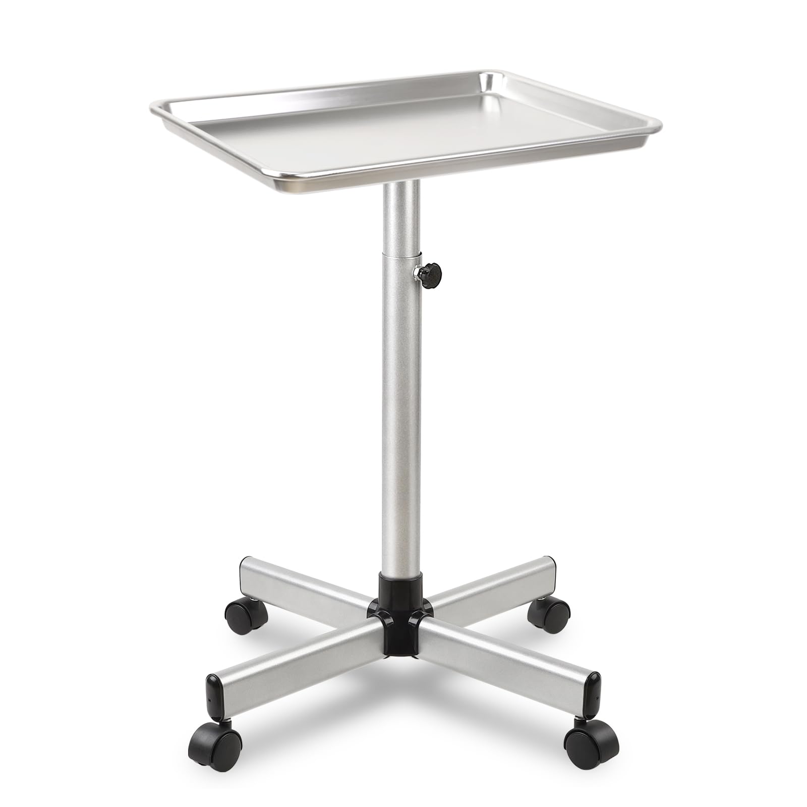 Qinrunkoi salon tray on wheels side view showing durable metal build for daily use
