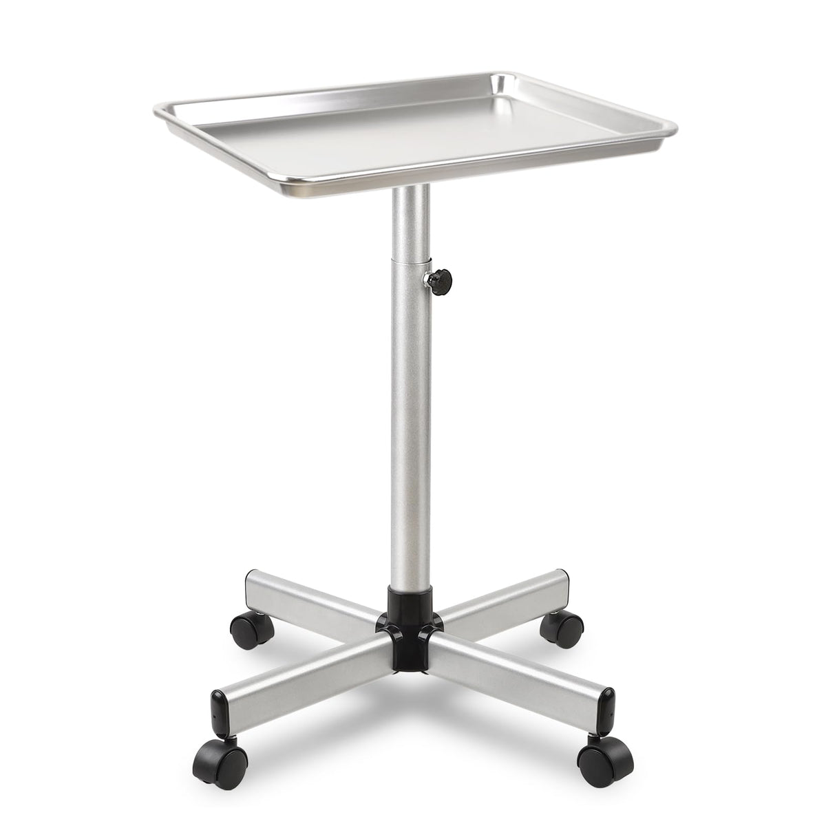 Qinrunkoi salon tray on wheels side view showing durable metal build for daily use