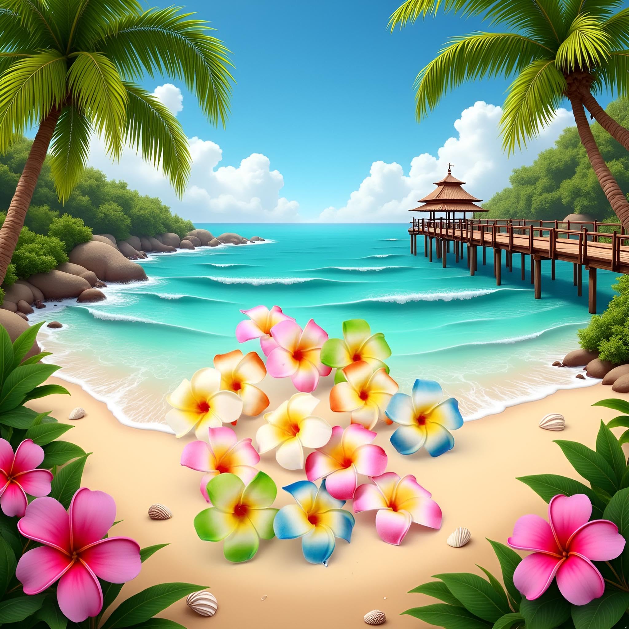Qintreesify plumeria clip 7 cm size provides visible tropical pop