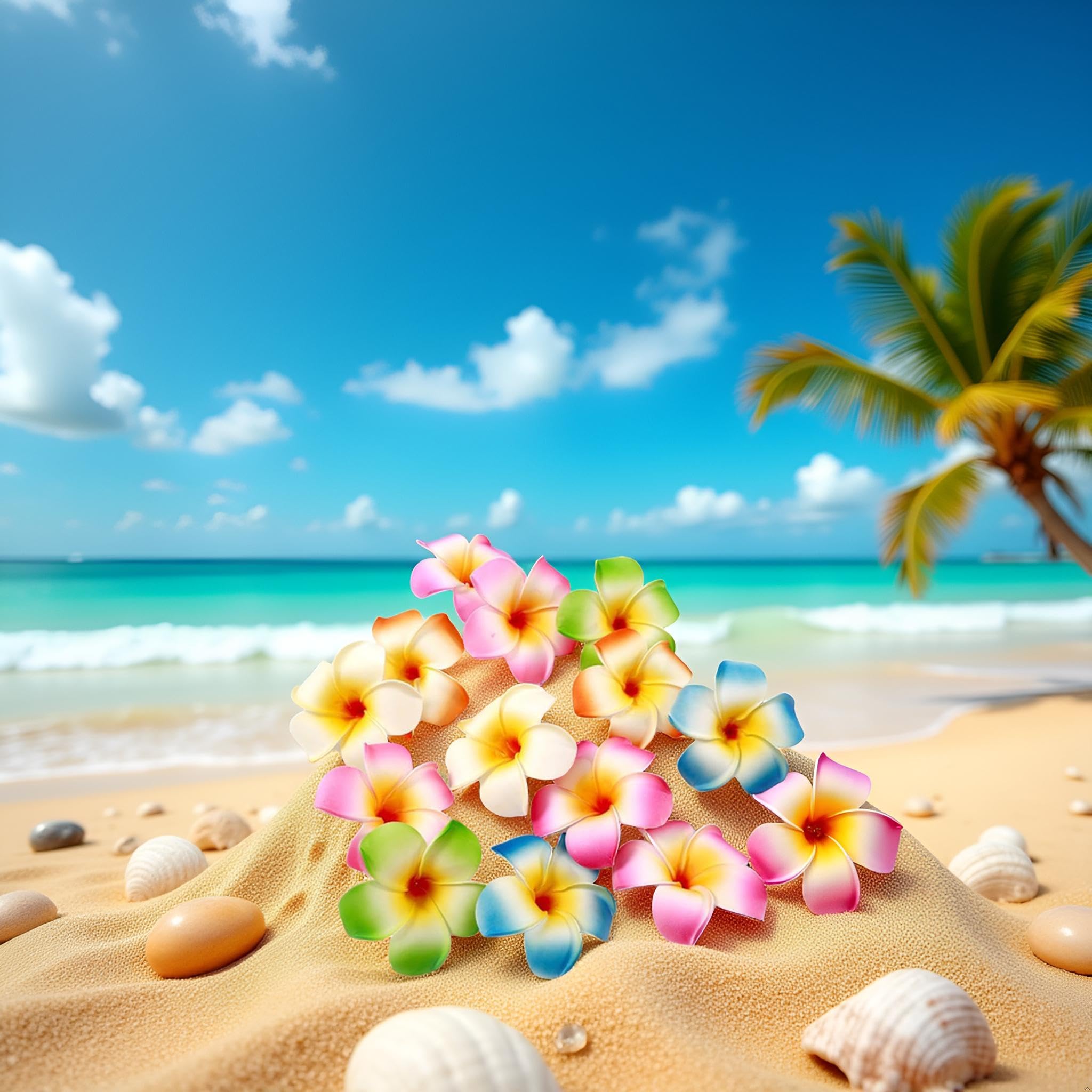 Qintreesify plumeria clip hawaii style close-up detailed petals