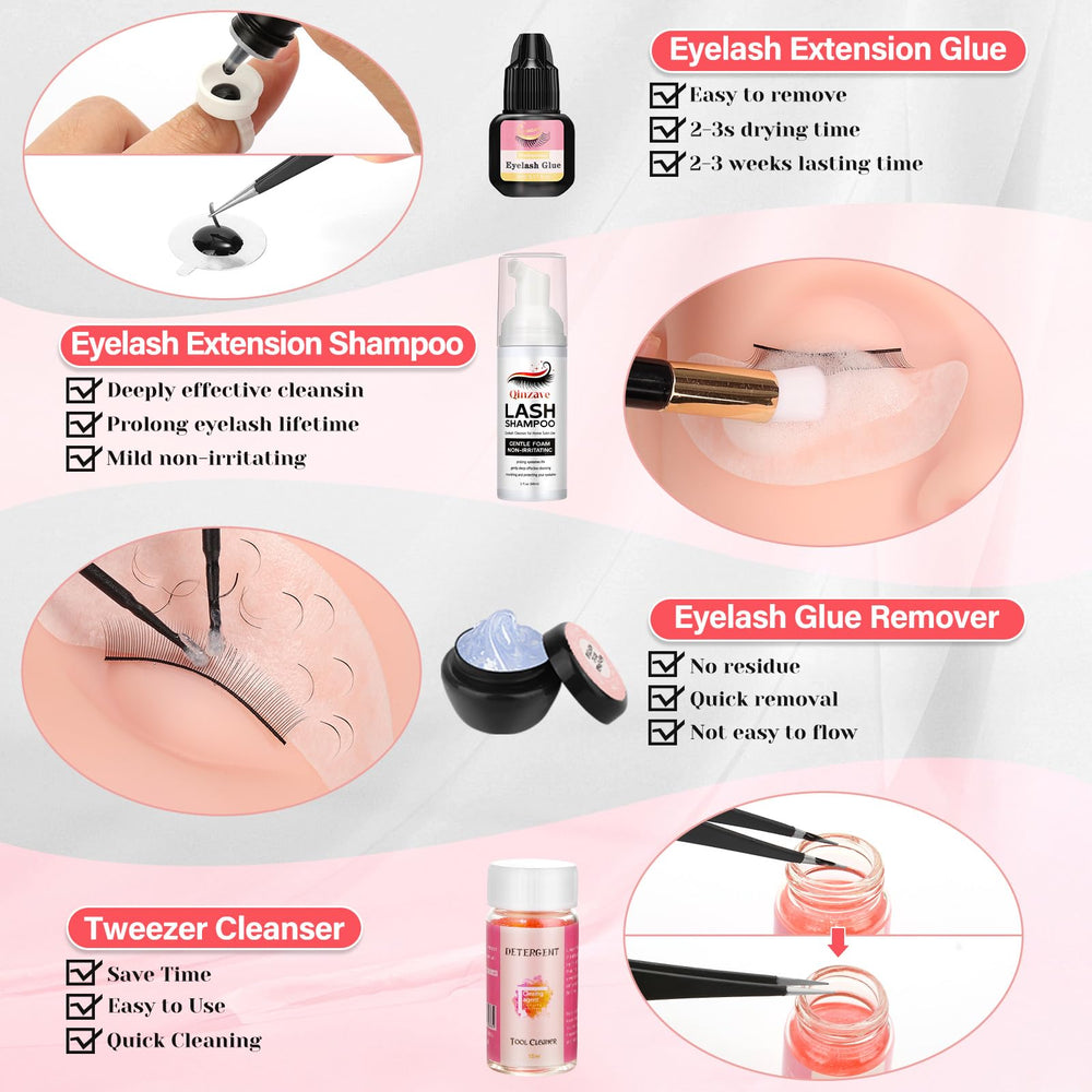 Qinzave lash glue bottle helps consistent bonding during practice sessions