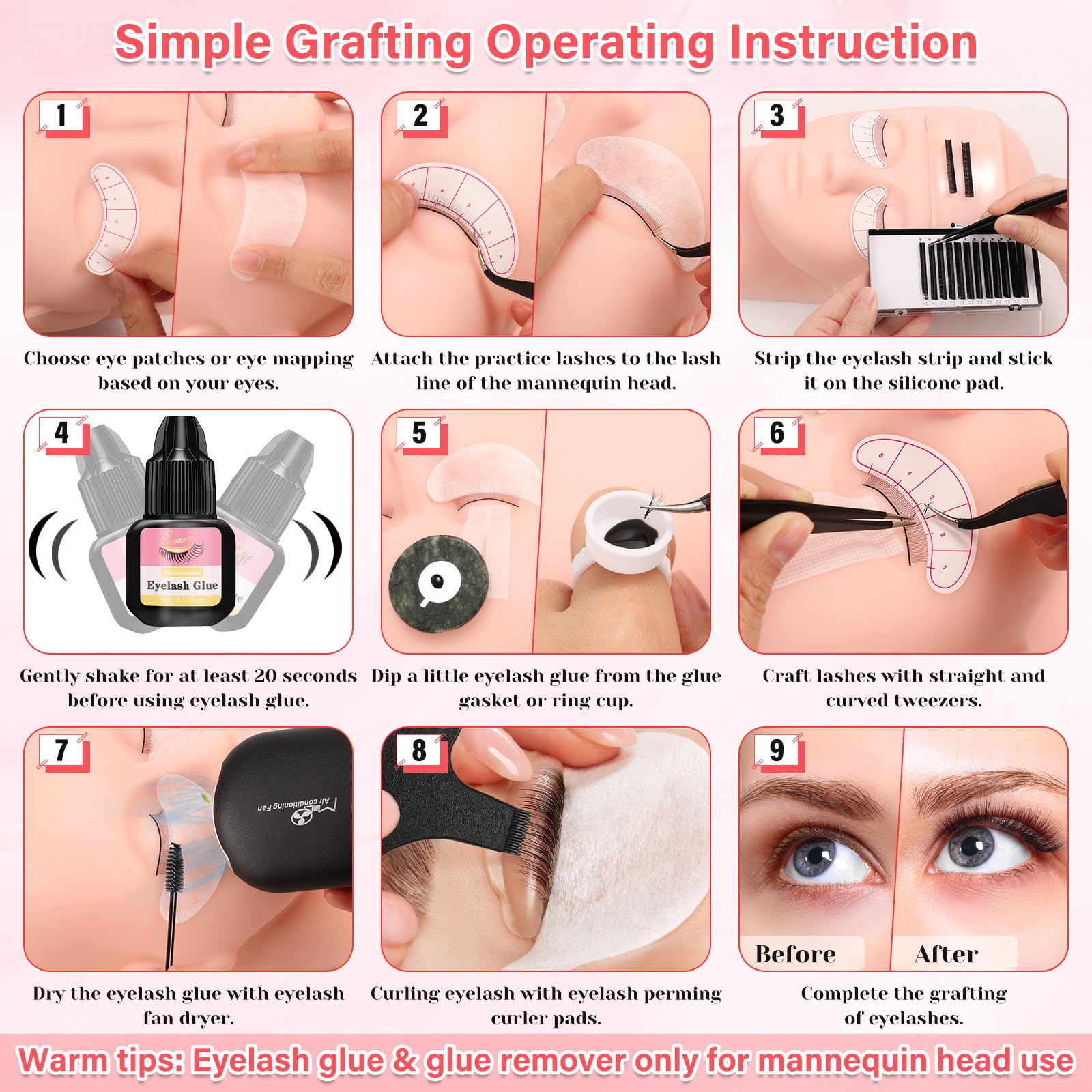 Qinzave lash shampoo keeps lashes clean before practice sessions