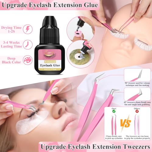 Qinzave lashes kit eyelash glue provides fast-drying, strong bond during practice