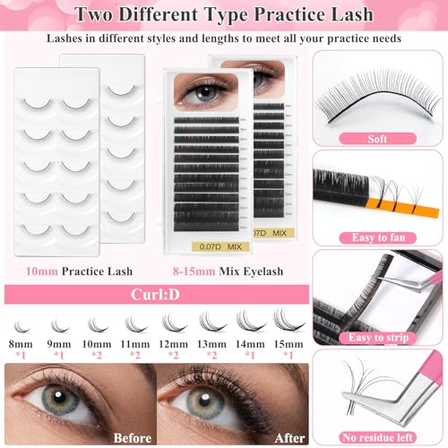 Qinzave lashes kit glue remover helps cleanly prep practice mannequins