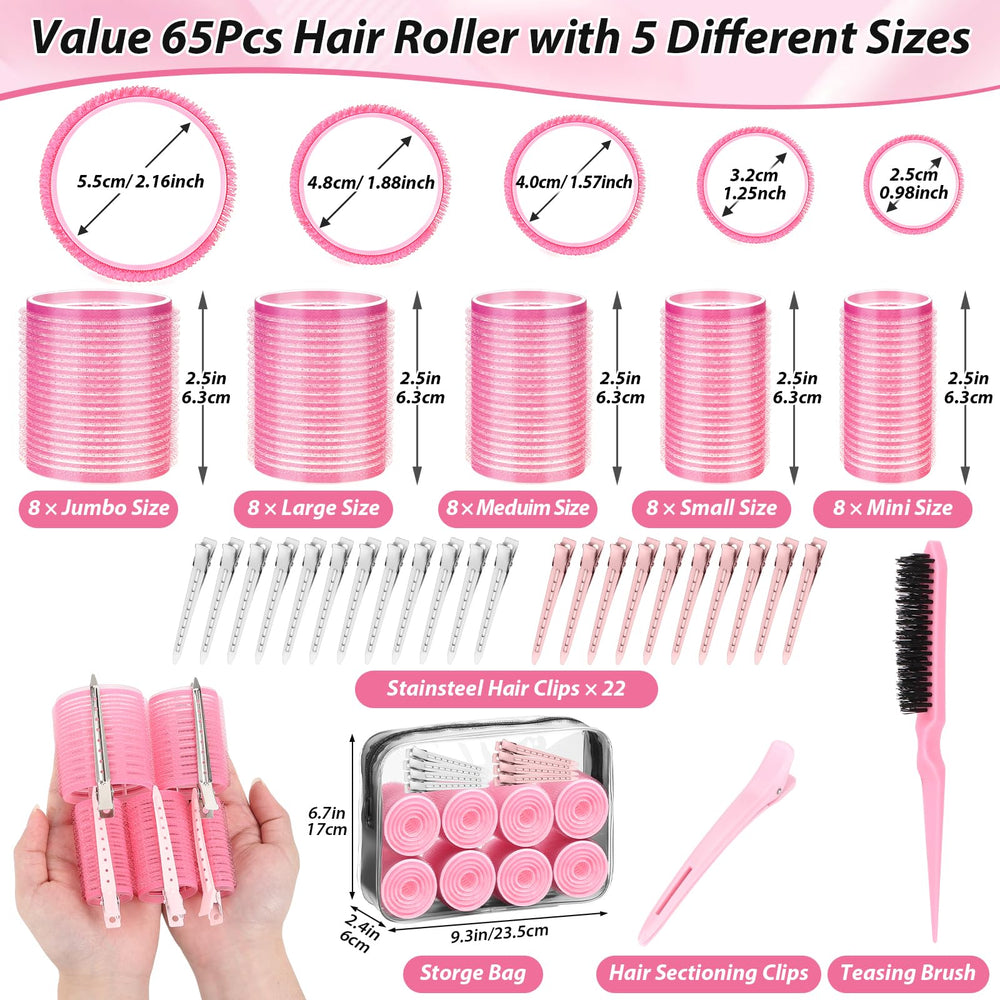 Qinzave self-grip rollers large 1.88 inch create bold waves with volume at roots.