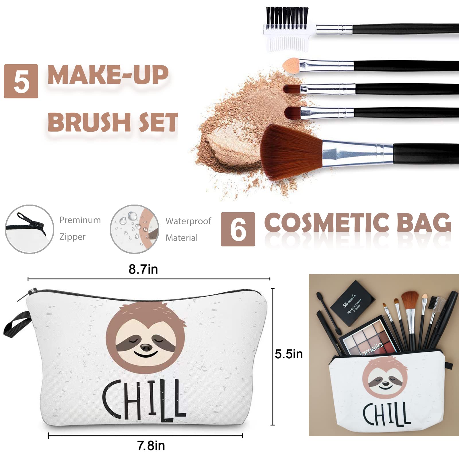 QIONG sloth cosmetic bag keeps makeup secure during travel