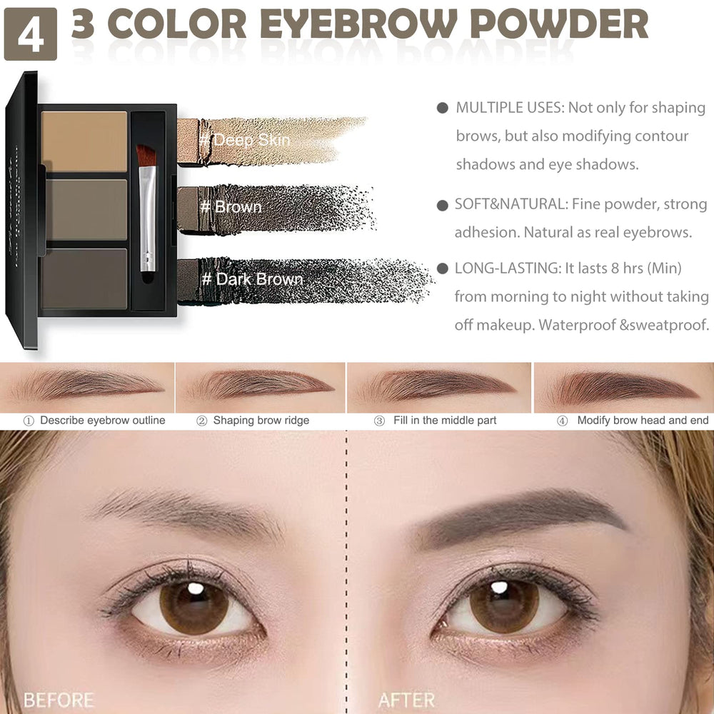 QIONG tri-color eyebrow powder for natural brow definition