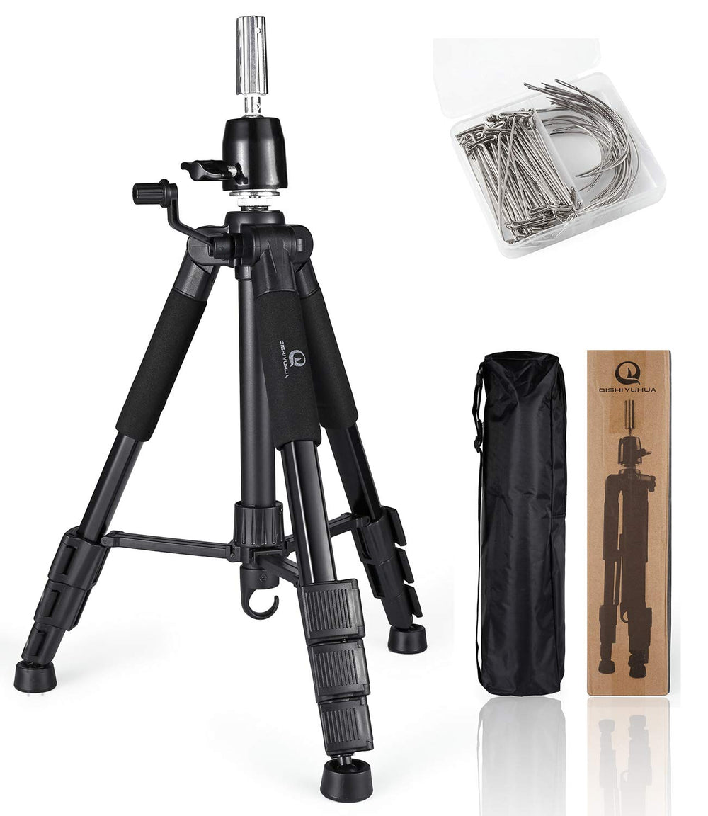 QISHI YUHUA wig stand tripod with non-slip base keeps your head stable during styling