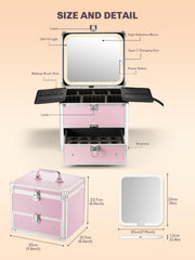 Qislee magnetic-led-mirror icy-pink highlights detachable lighted mirror for precise makeup application.