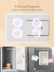 Qislee magnetic locker mirror cool light mode for crisp visibility.