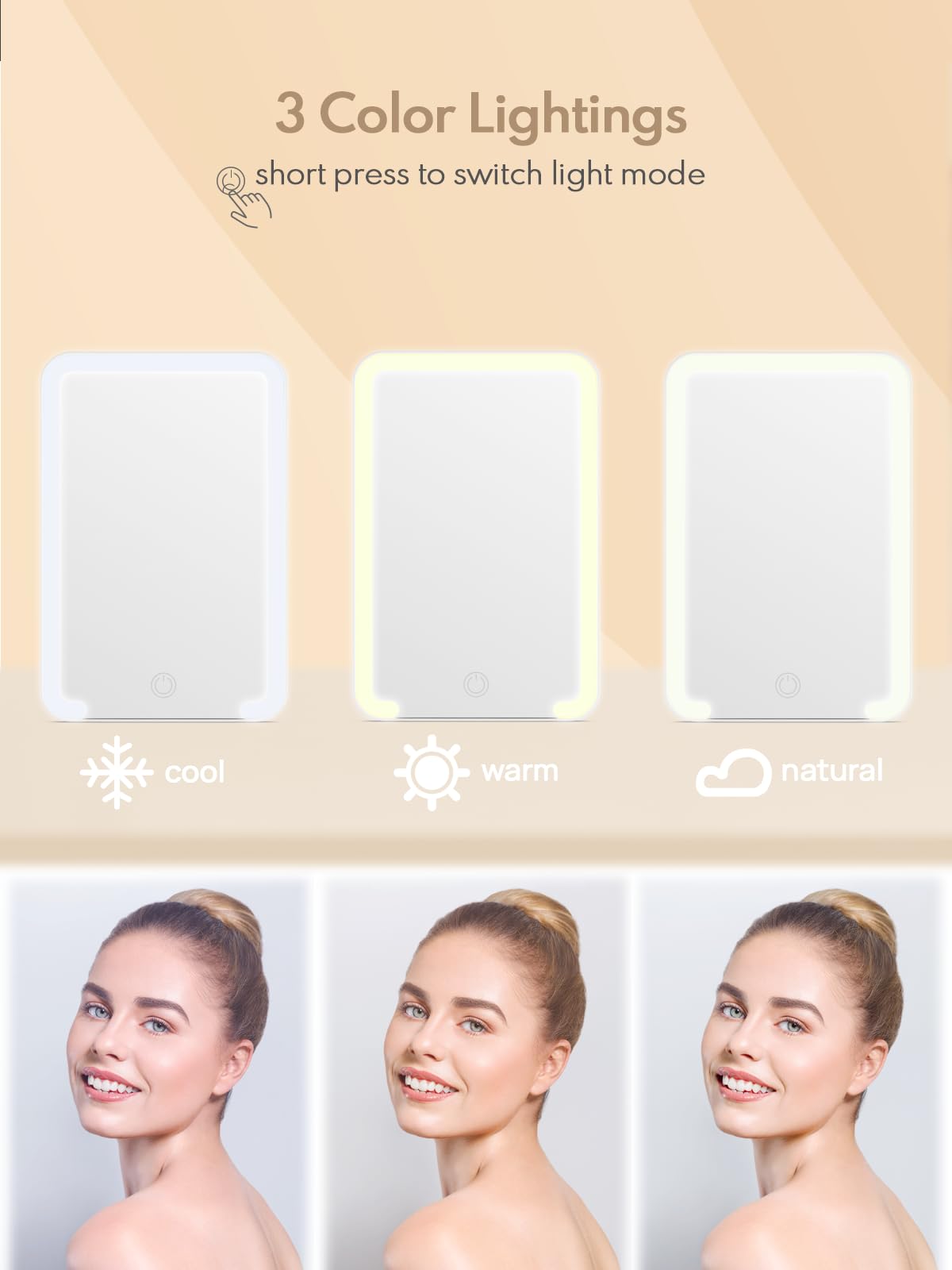 Qislee magnetic locker mirror warm light mode for flattering tones.