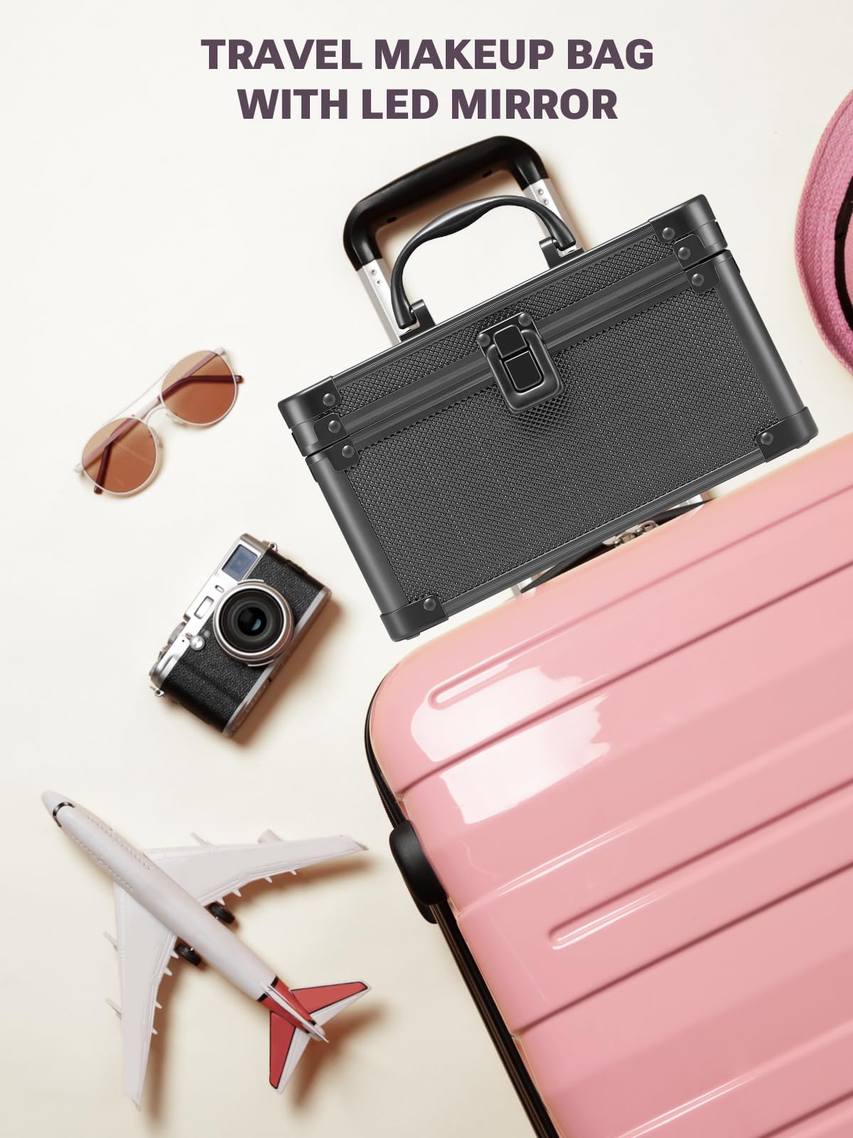 Qislee makeup box mini compact travel case ready for daily use or trips