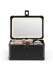 Qislee makeup box mini with detachable LED mirror for precise makeup in any setting
