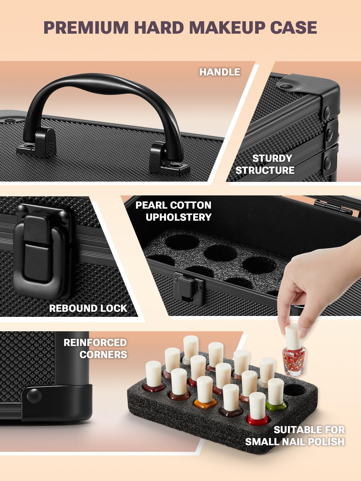 Qislee makeup box mini top-mounted handle for easy carrying