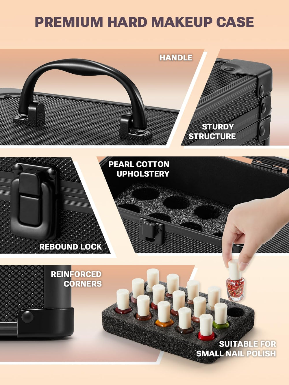 Qislee makeup box mini top-mounted handle for easy carrying