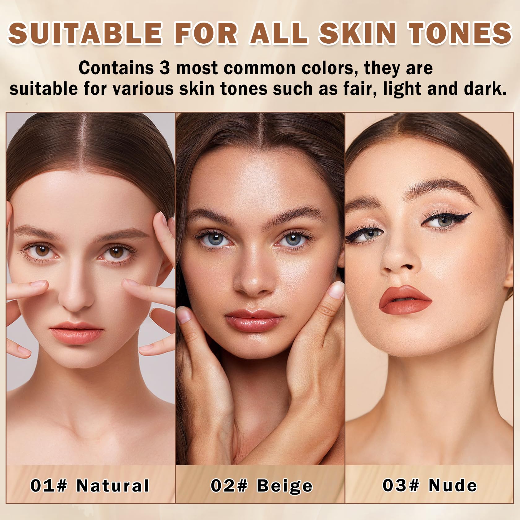 QIUFSSE foundation gift set includes brush and puff for easy blending.