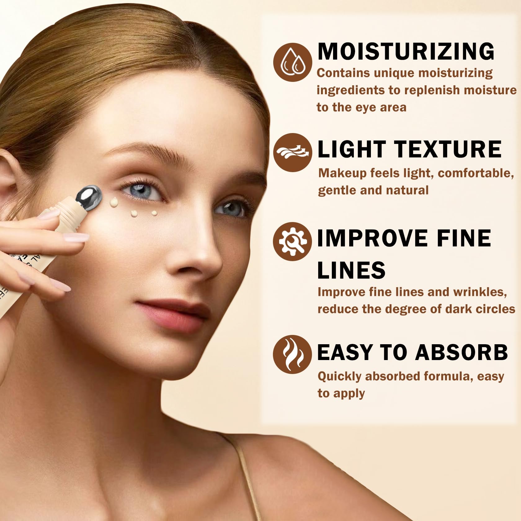QIUFSSE eye puffiness bags reduction visual shows refreshed eye area.
