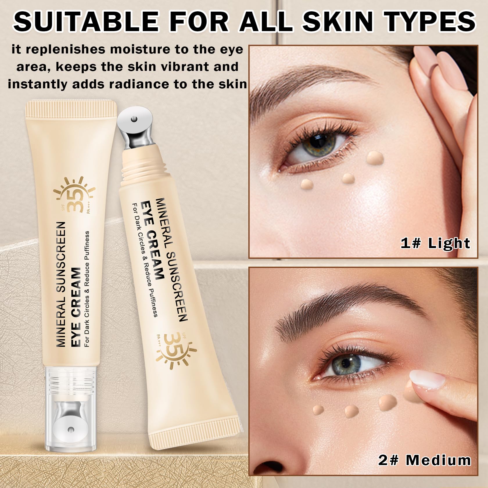 QIUFSSE Mineral Sunscreen Eye Cream makeup-ready finish supports quick daily use.