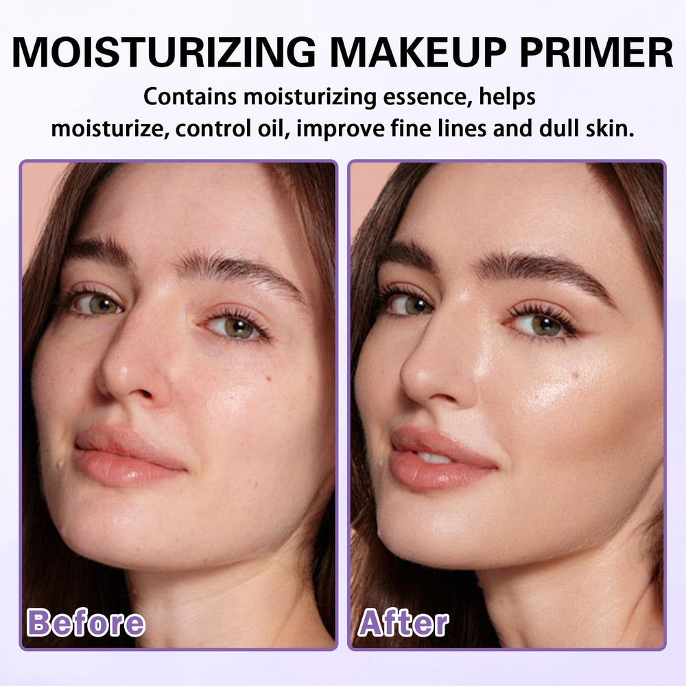 QIUFSSE primer moisturizes with essence for hydrated skin.