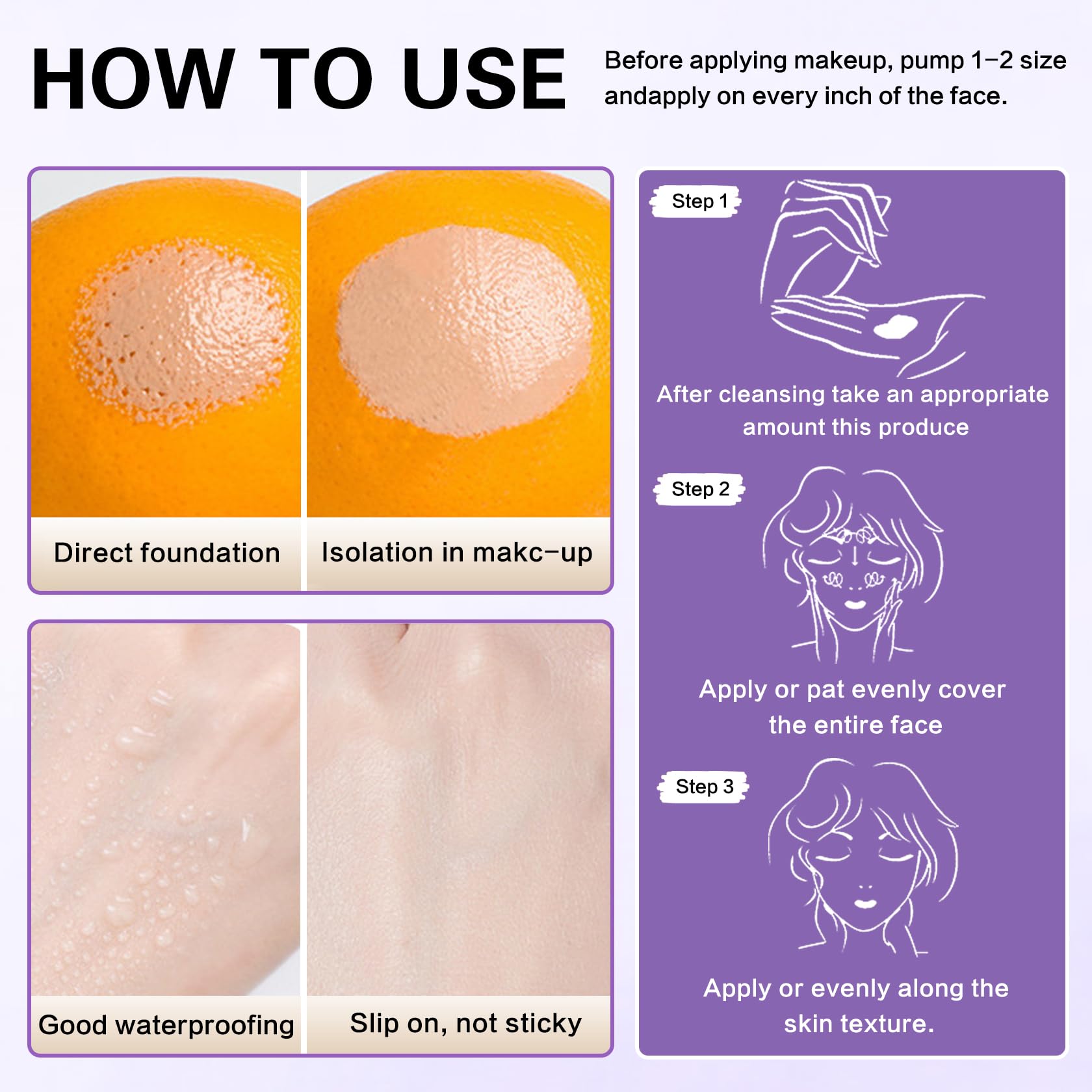 QIUFSSE primer oil-control absorbs shine for long wear.