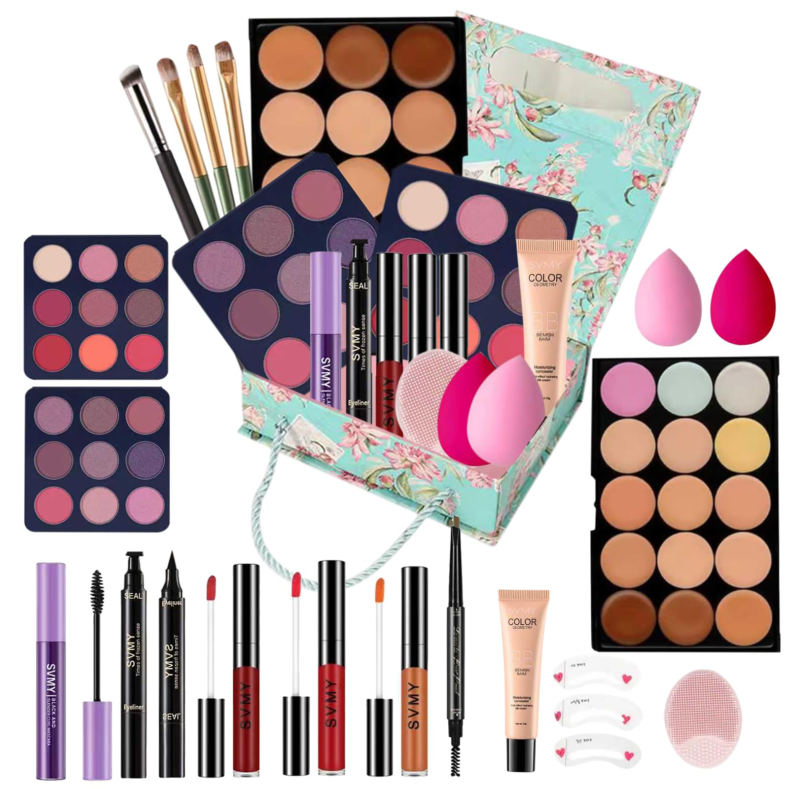 QiuNingTang makeup kit travel case neatly organized for on-the-go teen looks.