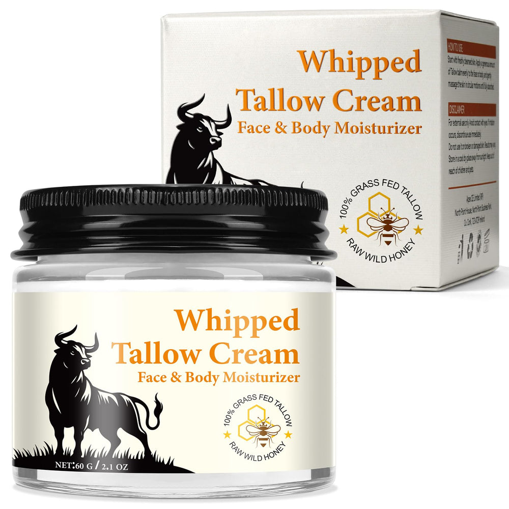 QJCWXIAOX beef tallow and honey cream jar shows rich hydrating texture for skin