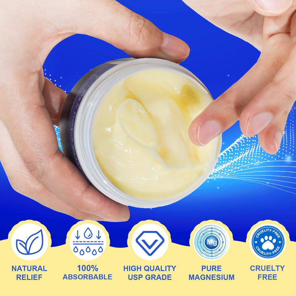 QJCWXIAOX Magnesium Cream side-application demonstrating quick skin absorption.