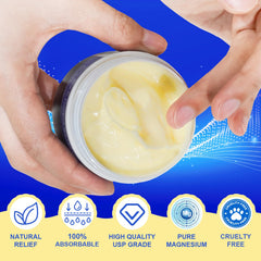QJCWXIAOX Magnesium Cream side-application demonstrating quick skin absorption.