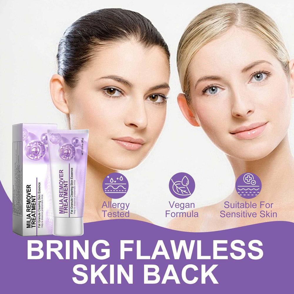 QKDBLWX Milia Remover face swatch being massaged into problem areas