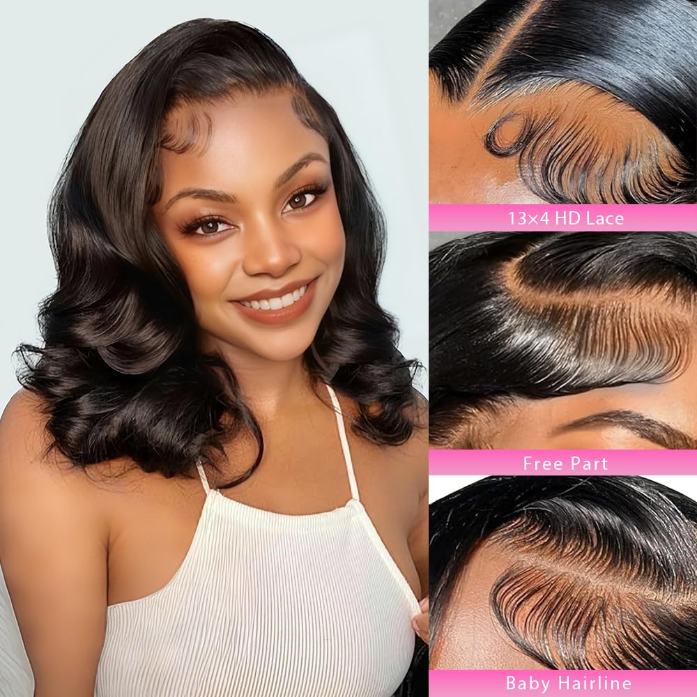 Qmaple Bob Wig 12inch body-wave short bob enables easy styling
