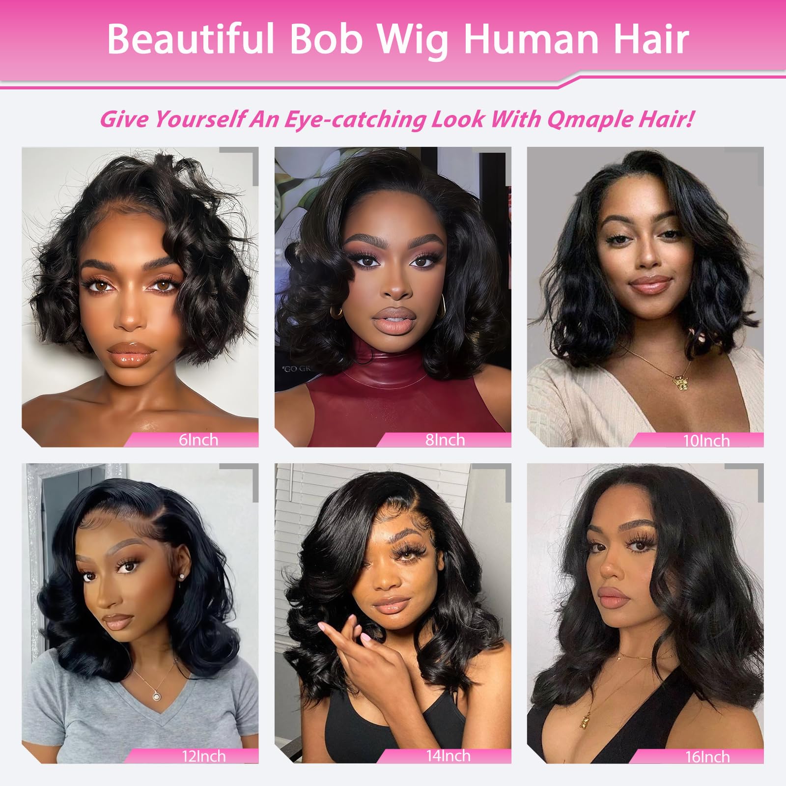 Qmaple Bob Wig glueless cap design for secure wear without glue