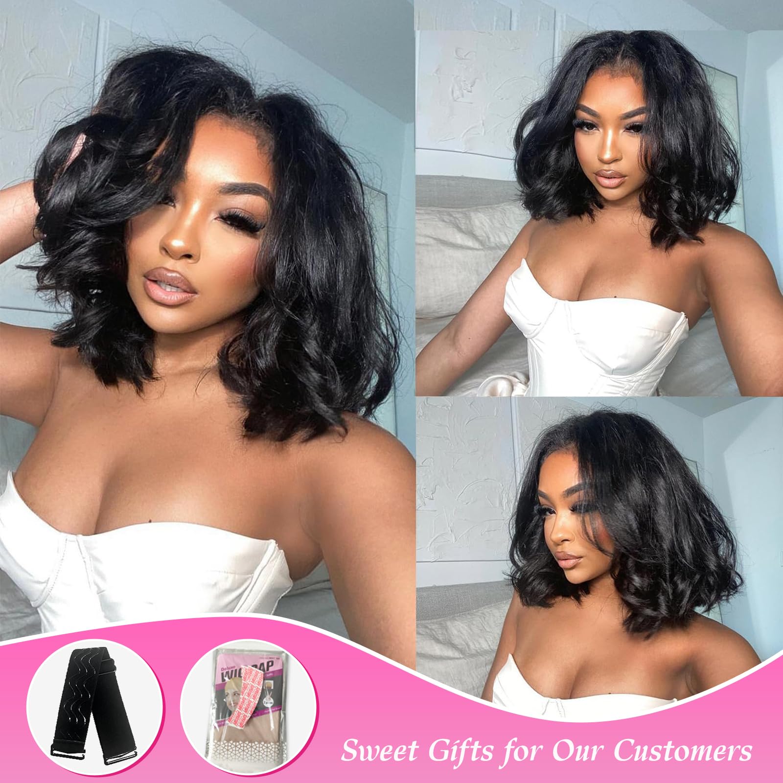 Qmaple Bob Wig medium cap size adjustable straps for comfortable fit