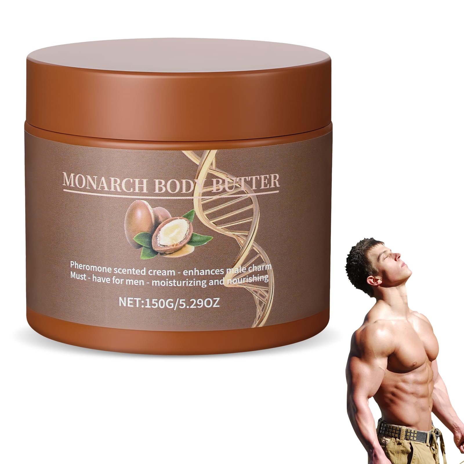 QnmtShna body butter for men jar close-up showing rich texture for moisturized skin.