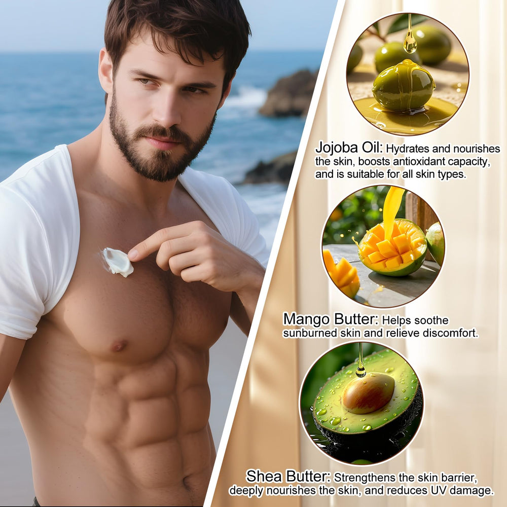 QnmtShna body butter men texture spread demonstrates deep hydration for smooth skin.