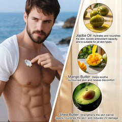 QnmtShna body butter men texture spread demonstrates deep hydration for smooth skin.