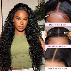 Qokyku pre-plucked lace detail 5x5 HD closure for natural-looking hairline.