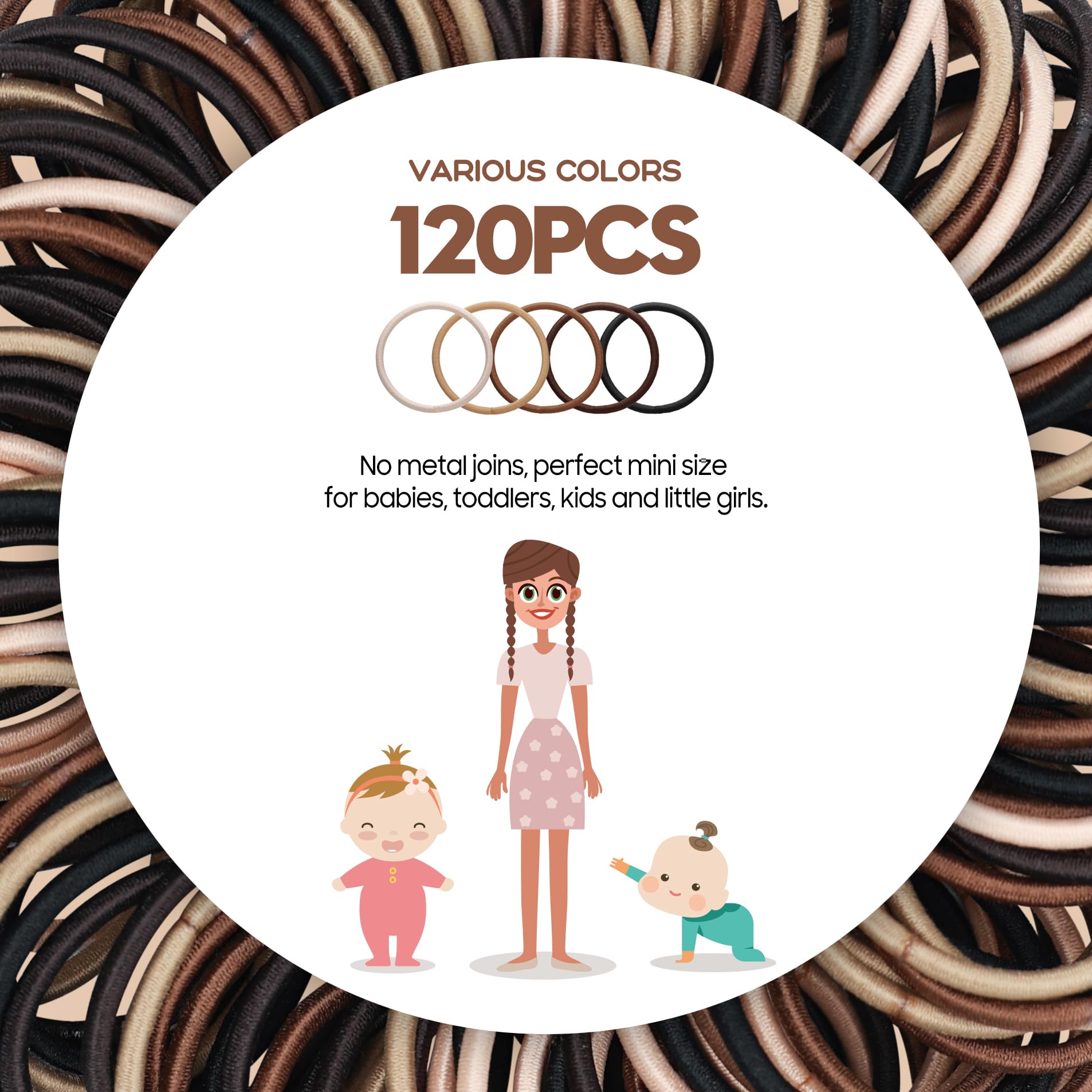Qooocy daily-use mini-ties help secure ponytails or braids with ease.